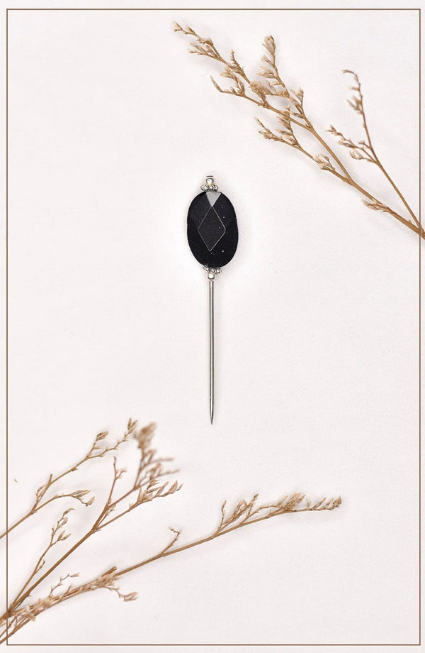 Charcoal Crystal Hijab Pin - Malbus