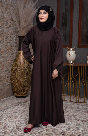 Chocolate Brown Plain Straight Closed Abaya - Malbus