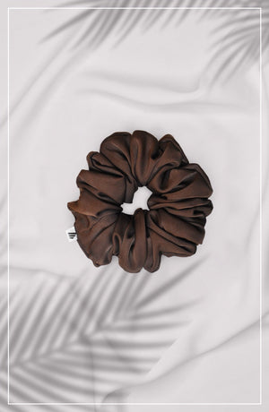 Chocolate Brown Textured Scrunchie - Malbus