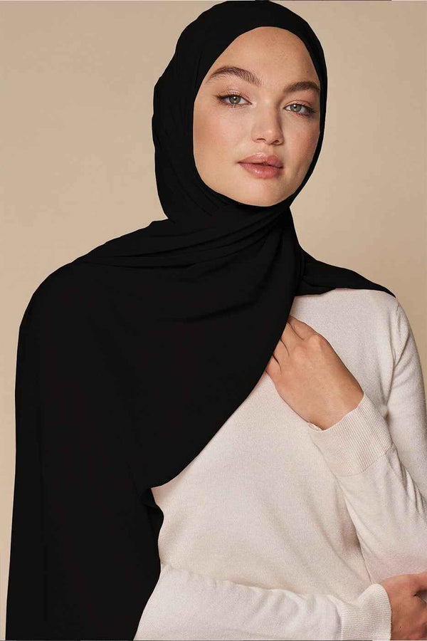 Luxe Chiffon Hijab - Black - Malbus
