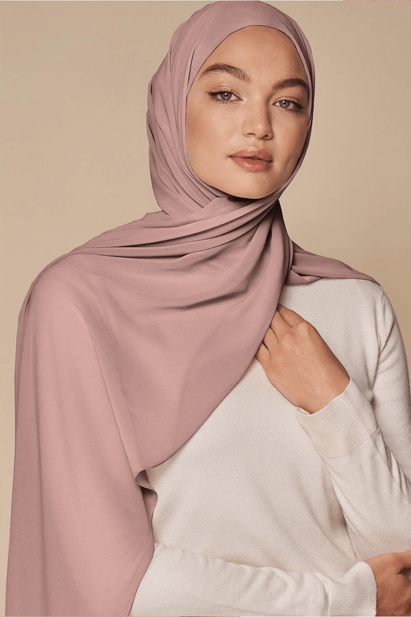 Luxe Chiffon Hijab - Dusty Pink - Malbus