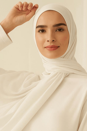 Luxe Chiffon Hijab - Ivory - Malbus