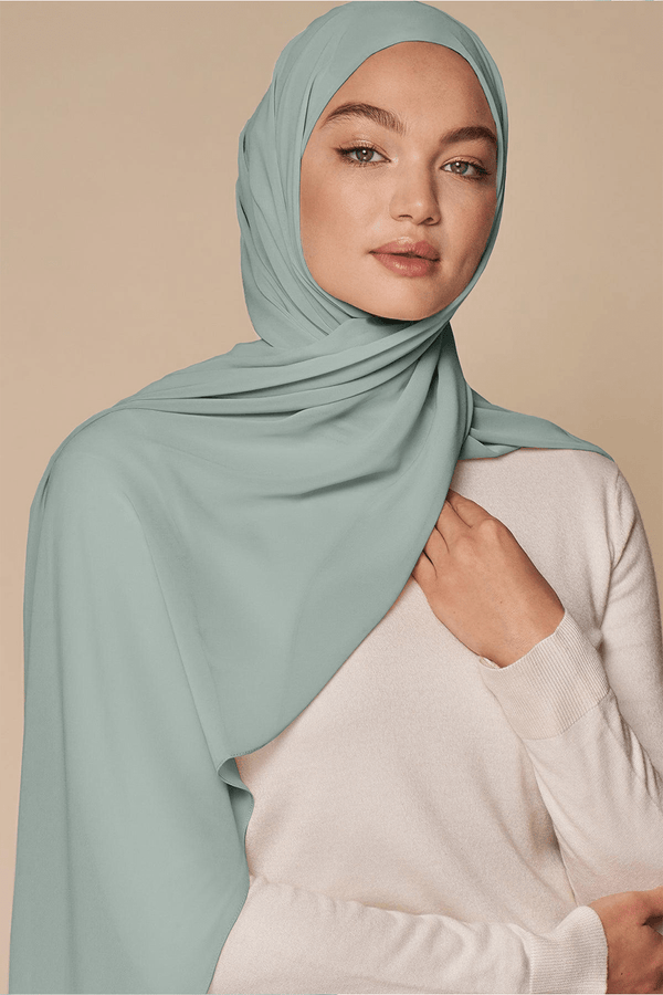 Luxe Chiffon Hijab - Mint - Malbus