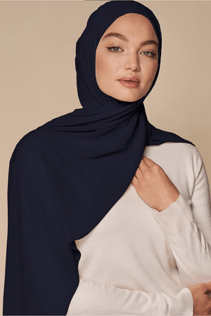 Luxe Chiffon Hijab - Navy Blue - Malbus
