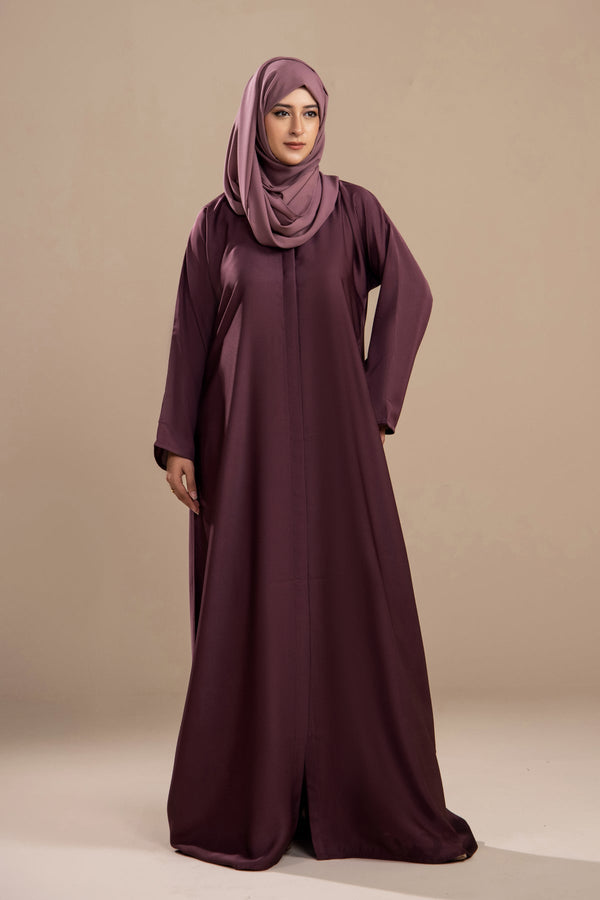 Mauve - Front Open Abaya - Malbus