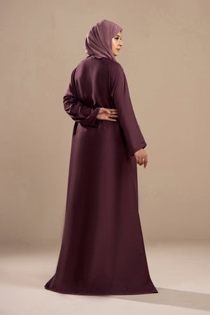 Mauve - Front Open Abaya - Malbus