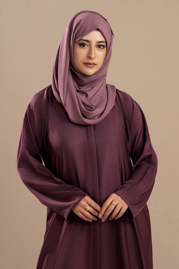 Mauve - Front Open Abaya - Malbus