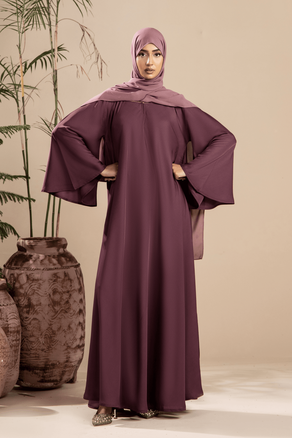 Mauve Umbrella Abaya - Malbus