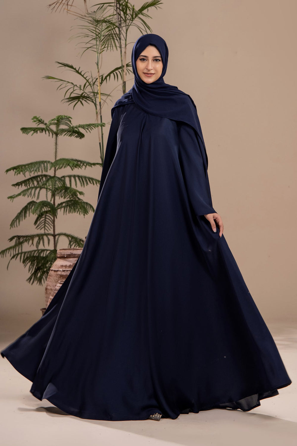 Navy Blue - Umbrella Abaya - Malbus