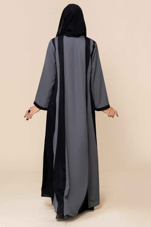 Slate Grey Panel Abaya - Malbus