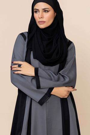 Slate Grey Panel Abaya - Malbus