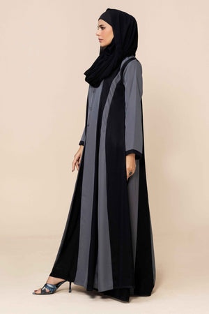 Slate Grey Panel Abaya - Malbus