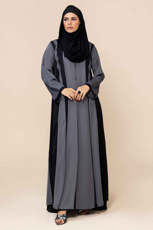 Slate Grey Panel Abaya - Malbus