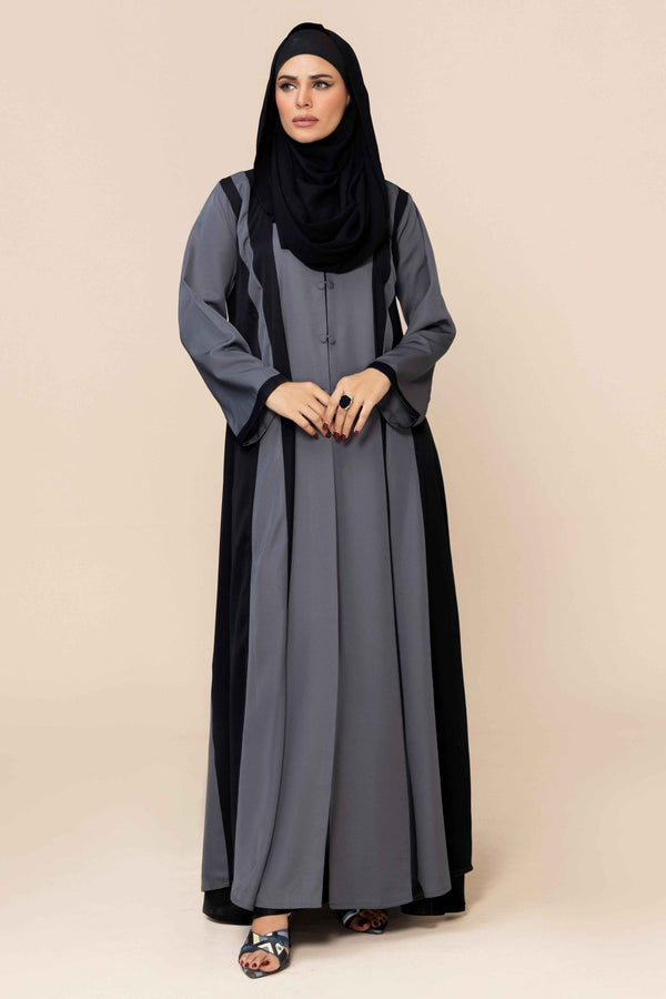 Slate Grey Panel Abaya - Malbus