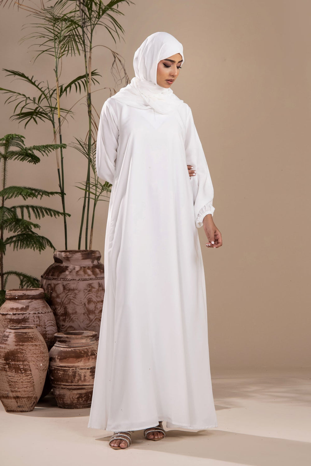 White - Casual Abaya - Malbus