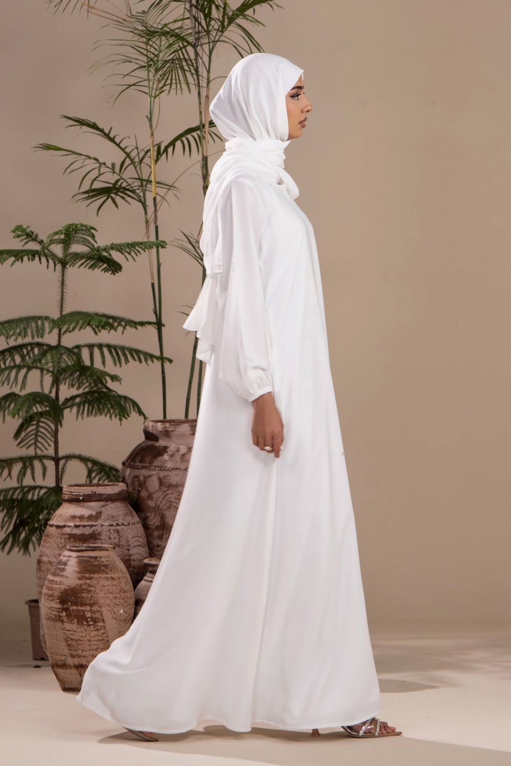 White - Casual Abaya - Malbus
