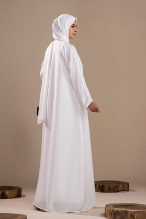 White - Font Open Abaya - Malbus