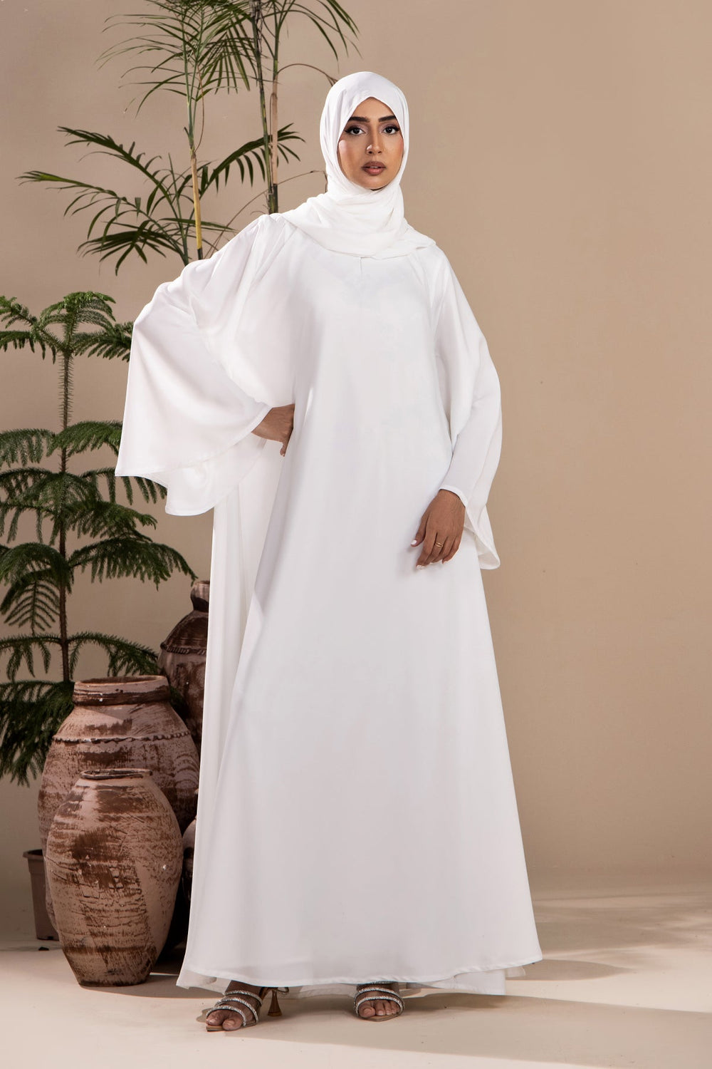 White - Umbrella Abaya - Malbus