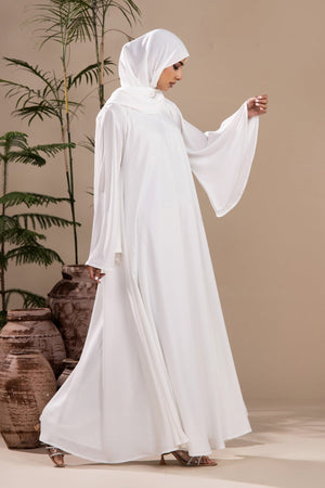 White - Umbrella Abaya - Malbus