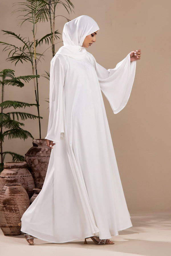 White - Umbrella Abaya - Malbus