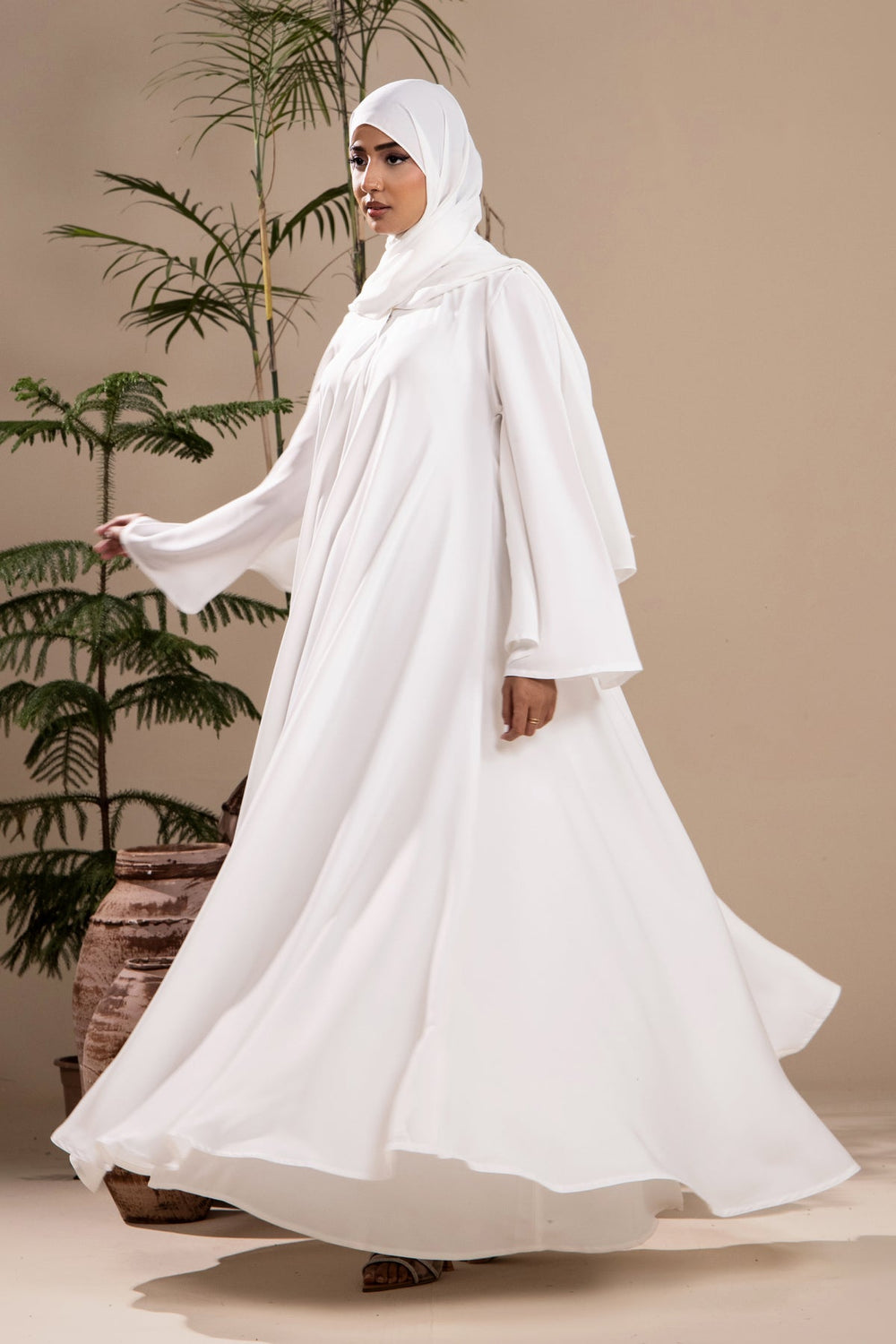 White - Umbrella Abaya - Malbus