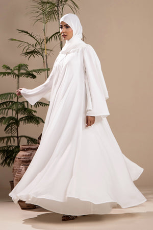 White - Umbrella Abaya - Malbus